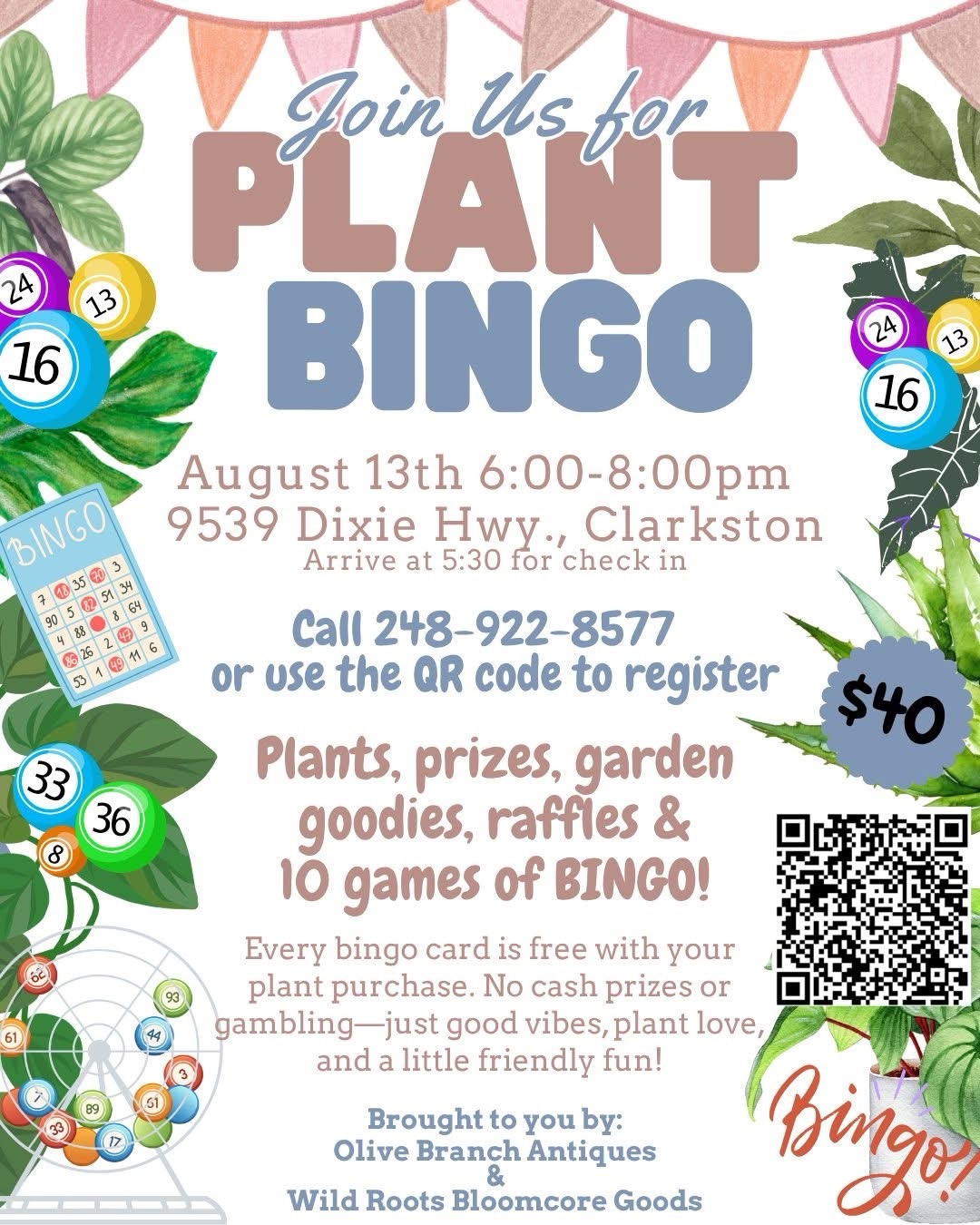 Plant Bingo, August 13 @ 6:00-8:00 PM